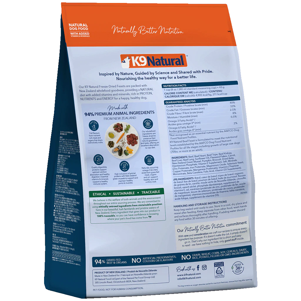 K9 Natural Freeze-Dried Beef Feast for Dogs