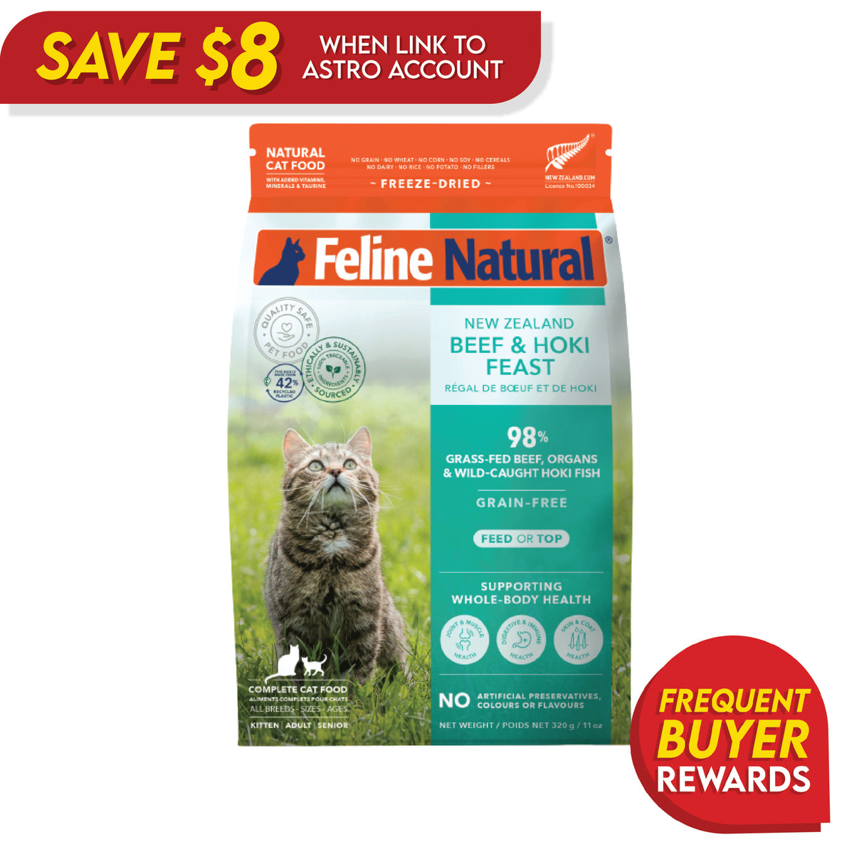 Feline Natural Freeze-Dried Beef and Hoki Feast