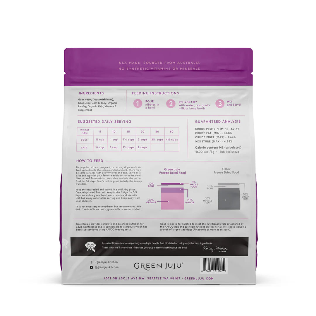 Green Juju Goat Recipe - Freeze Dried Raw Diet