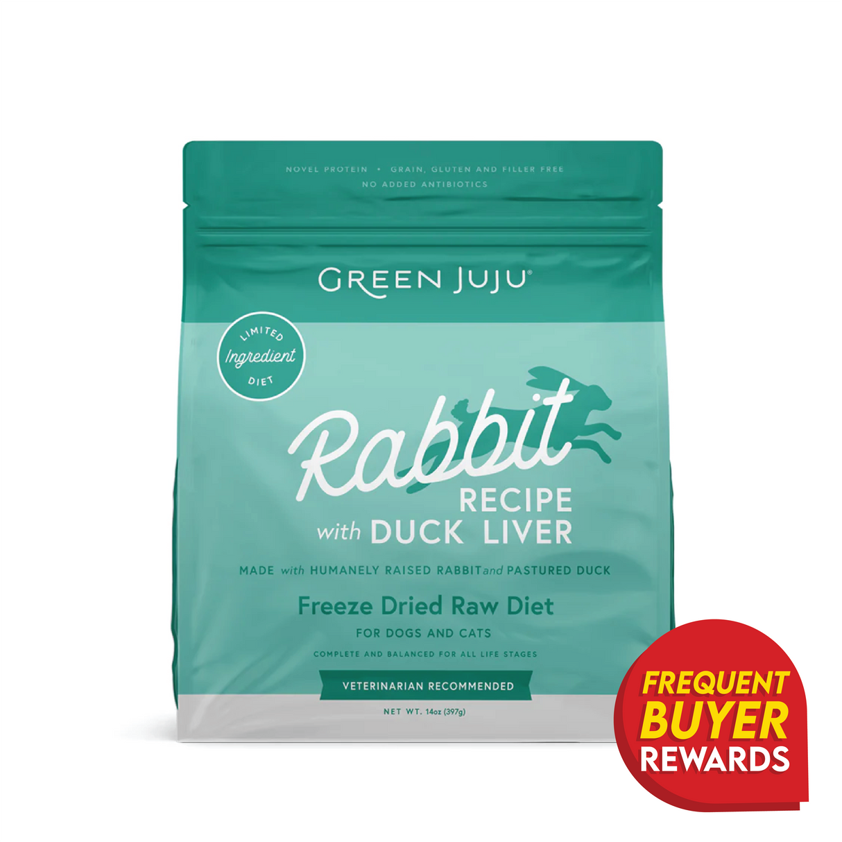 Green Juju Rabbit Recipe with Duck Liver - Freeze Dried Raw Diet