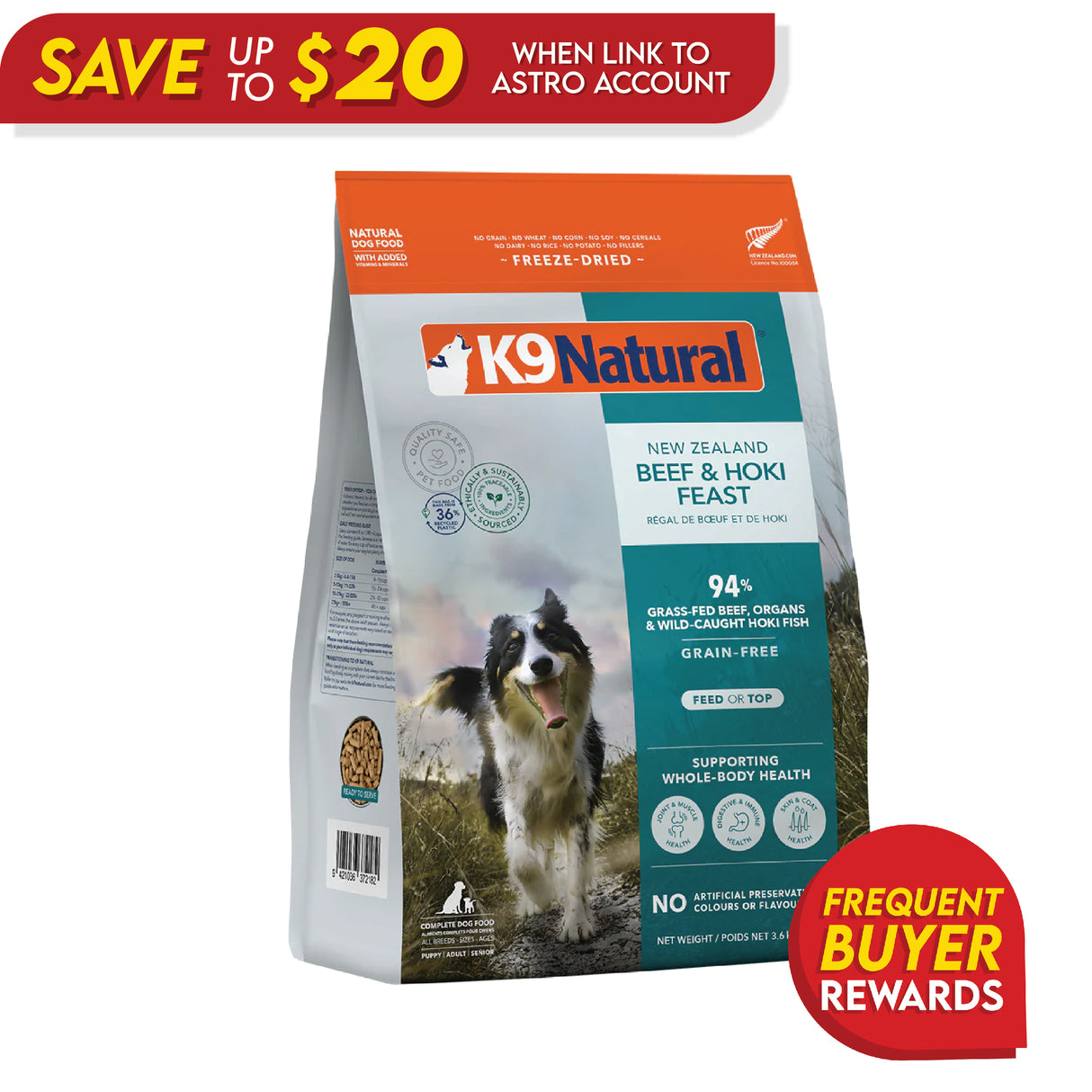 K9 Natural Freeze-Dried Hoki & Beef Feast for Dogs