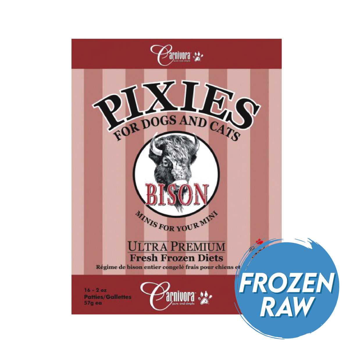 Pixies by Carnivora Frozen Raw Bison Mini Patties