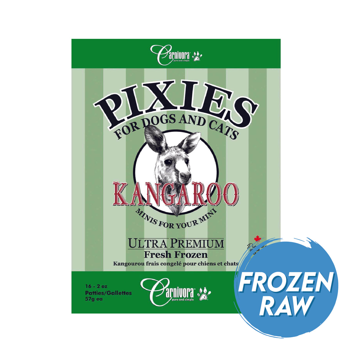 Pixies by Carnivora Frozen Raw Kangaroo Mini Patties
