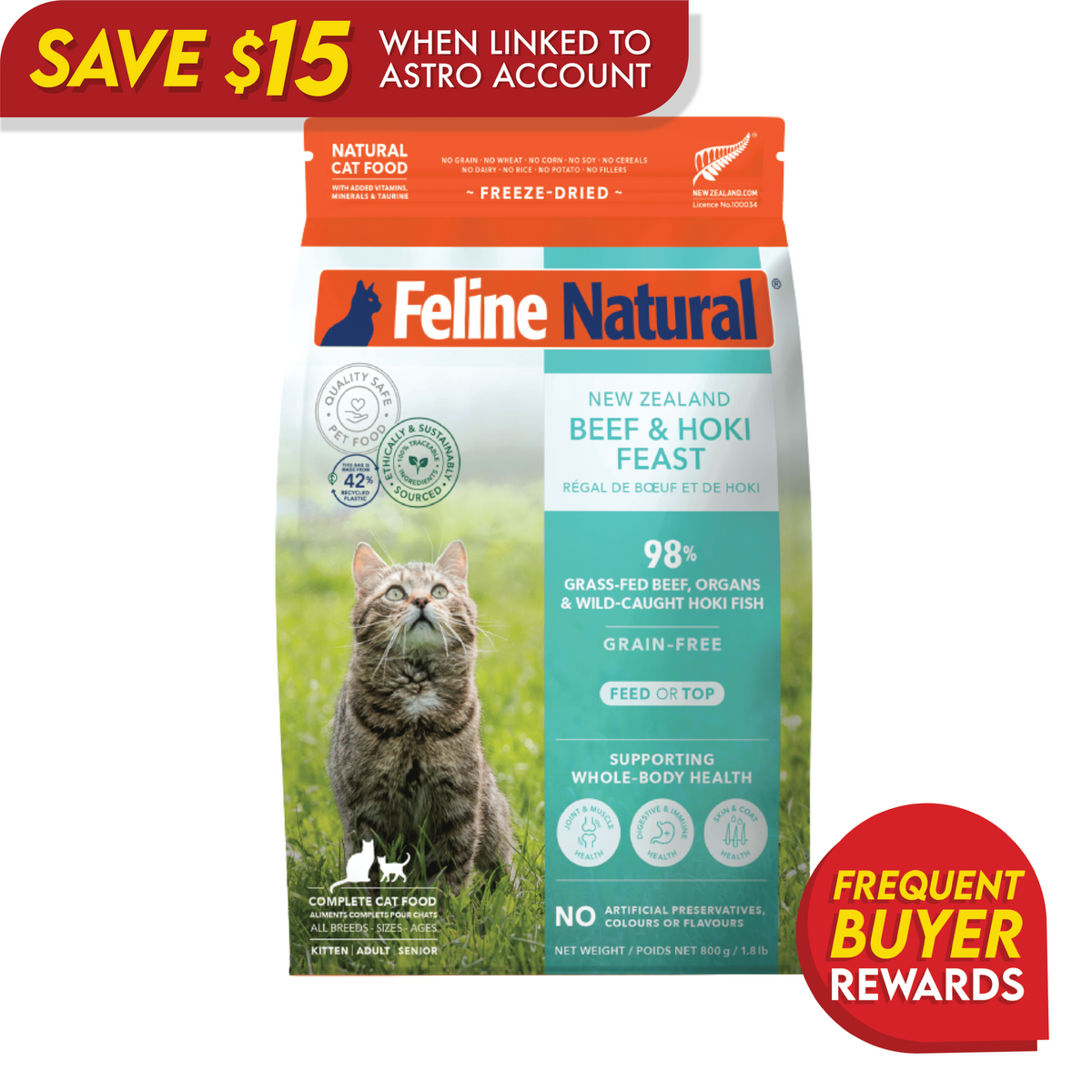 Feline Natural Freeze-Dried Beef and Hoki Feast