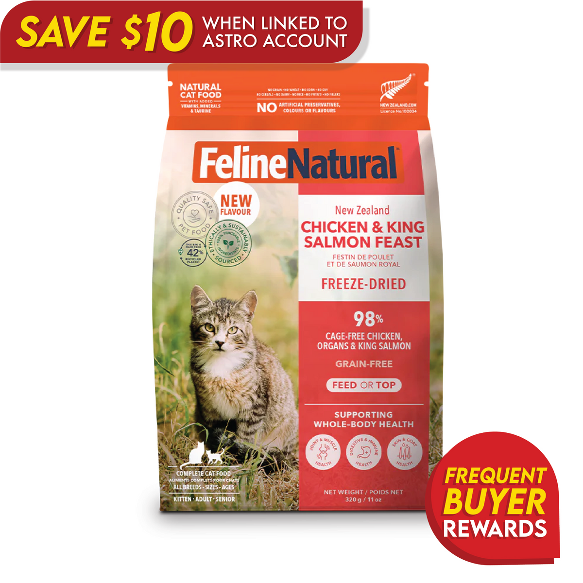 Feline Natural Freeze-Dried Chicken and King Salmon Feast