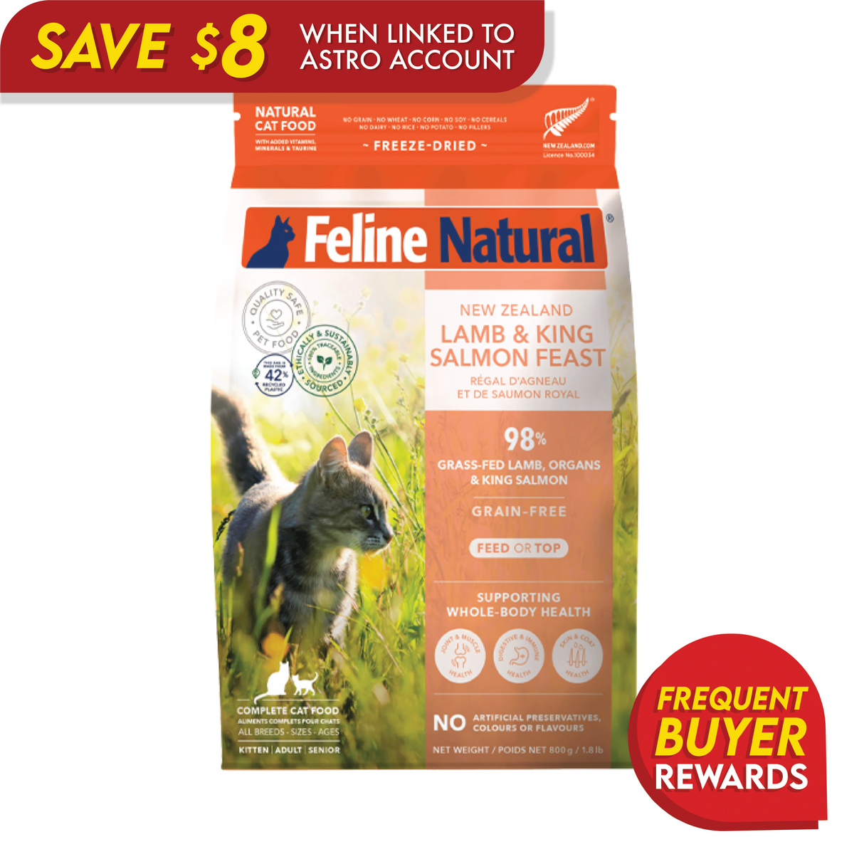 Feline Natural Freeze-Dried Lamb and Salmon Feast