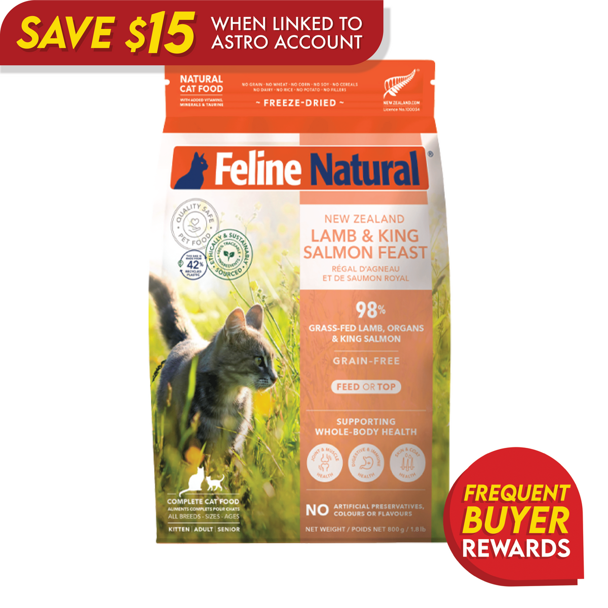 Feline Natural Freeze-Dried Lamb and Salmon Feast