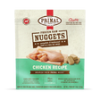 Primal Frozen Chicken for Dogs package showing resealable bag of raw chicken nuggets, highlighting cage-free, antibiotic-free chicken, whole-food nutrition, and easy thaw-and-serve convenience for balanced canine meals.