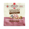 Primal Freeze Dried Turkey & Sardine for Dogs 14 oz pouch, featuring cage-free turkey and wild-caught sardines, emphasizing complete, balanced raw nutrition and convenient freeze-dried nuggets.