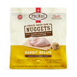 Primal Freeze Dried Rabbit For Dogs package featuring freeze-dried nuggets and raw rabbit pieces, highlighting a complete, balanced, single-protein diet for adult dogs.