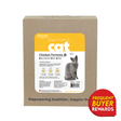 3P Basic Instinct Non-Medicated Chicken with Bone for Cats, featuring feeding guidelines, grey cat illustration, rewards badge, and lean, single-protein formula in portion-easy packs.