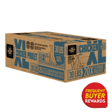 Big Country Raw XL Chicken 30-lb case with 20 vacuum-sealed pouches, featuring a Frequent Buyer Rewards badge, ideal for large dogs or multi-dog homes.