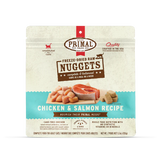 Primal Freeze Dried Chicken & Salmon for Cats in a 5.5 oz pouch, featuring cage-free chicken, wild-caught salmon, and no synthetic additives.