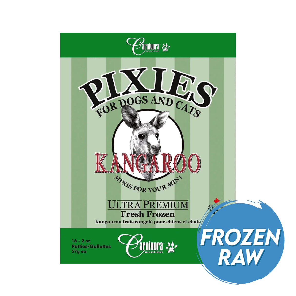Pixies by Carnivora Frozen Raw Kangaroo Mini Patties