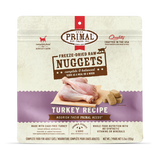 Primal Freeze Dried Turkey for Cats: Freeze-dried raw nuggets, 5.5 oz pouch, complete meal or mixer, made with cage-free turkey, no hormones, crafted by Primal Pet Foods.