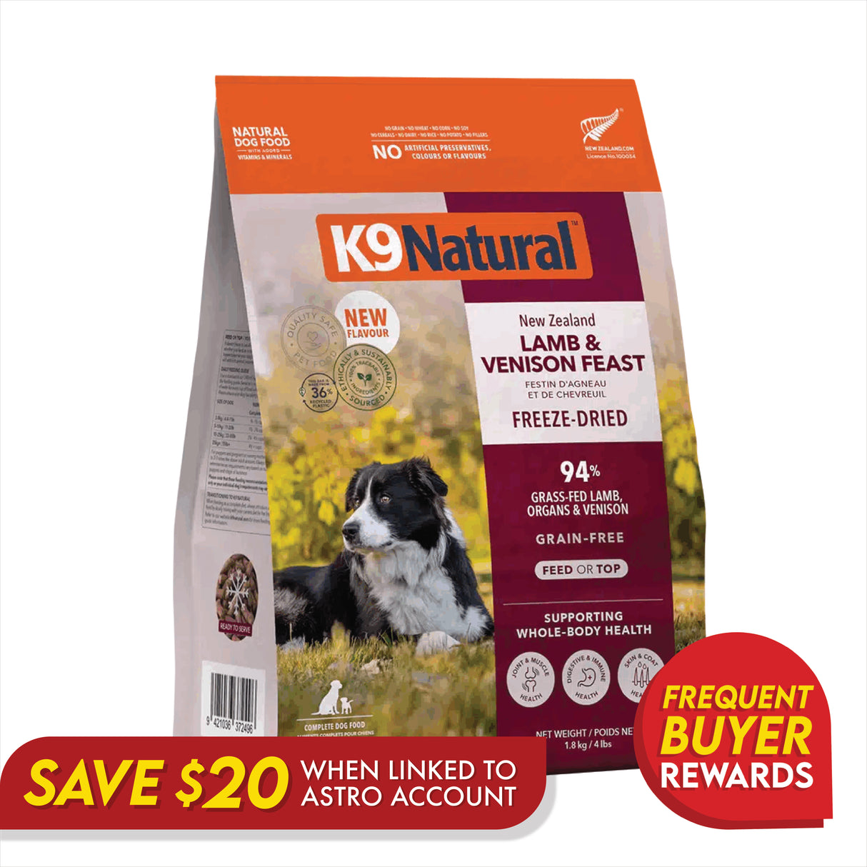 K9 Natural Freeze-Dried Lamb & Venison Feast for Dogs 4lb