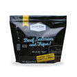 Butcher Blend Beef, Salmon & Tripe for Dogs in a 5 lb resealable bag, highlighting natural probiotics, minerals, and coarse-ground texture for large dog nutrition.
