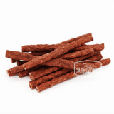 One Ingredient Beef Sticks 150g, dog treats made from dried beef esophagus, stamped with True Carnivores logo, ideal for training and dental health.