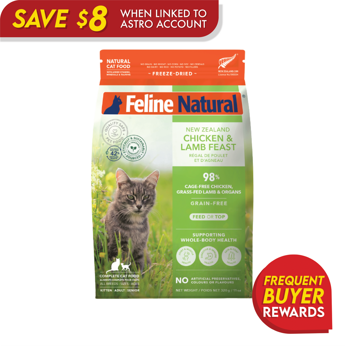 Feline Natural Freeze-Dried Chicken and Lamb Feast