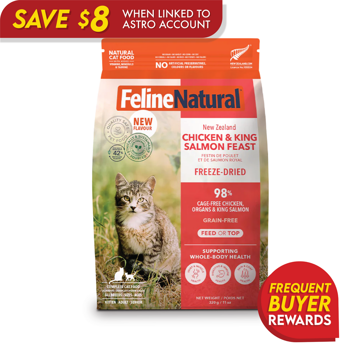 Feline Natural Freeze-Dried Chicken and King Salmon Feast