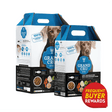 Grand Cru Fish for Dogs, two retail cartons showcasing dehydrated raw, grain-free fish formula, featuring a Frequent Buyer Rewards badge, ideal for convenient, nutritious feeding.