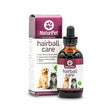 Naturpet Hairball Care liquid extract with outer box, aids cat digestion, reduces hairballs, featuring natural ingredients like slippery elm and licorice root.