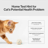 Pidan Tofu Litter Original 2.4kg: Ginger cat interacts with litter ball, illustrating home health tests for detecting urinary issues with blood-detecting particles.