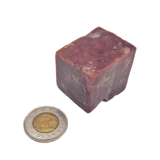 Back 2 Basics Bison Liver Cubes - 1lb Portion Pack: Dark reddish-brown meaty cube beside a Canadian $2 coin, ideal for pet diets.