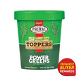Primal Power Greens Fresh Topper in a green tub, featuring bone broth for immunity support and a Frequent Buyer Rewards badge, enhances pet meals with organic greens.