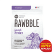 BIXBI RAWBBLE Lamb Recipe for Dogs, 26 oz bag, featuring 97% pasture-raised lamb, USA-made, complete nutrition, usable as food, topper, or treat.