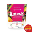 Smack Very Berry Chicken for Dogs pouch, featuring dehydrated raw food with Manitoba chicken and berries, highlights 100% natural ingredients, low-carb, and Frequent Buyer Rewards badge.