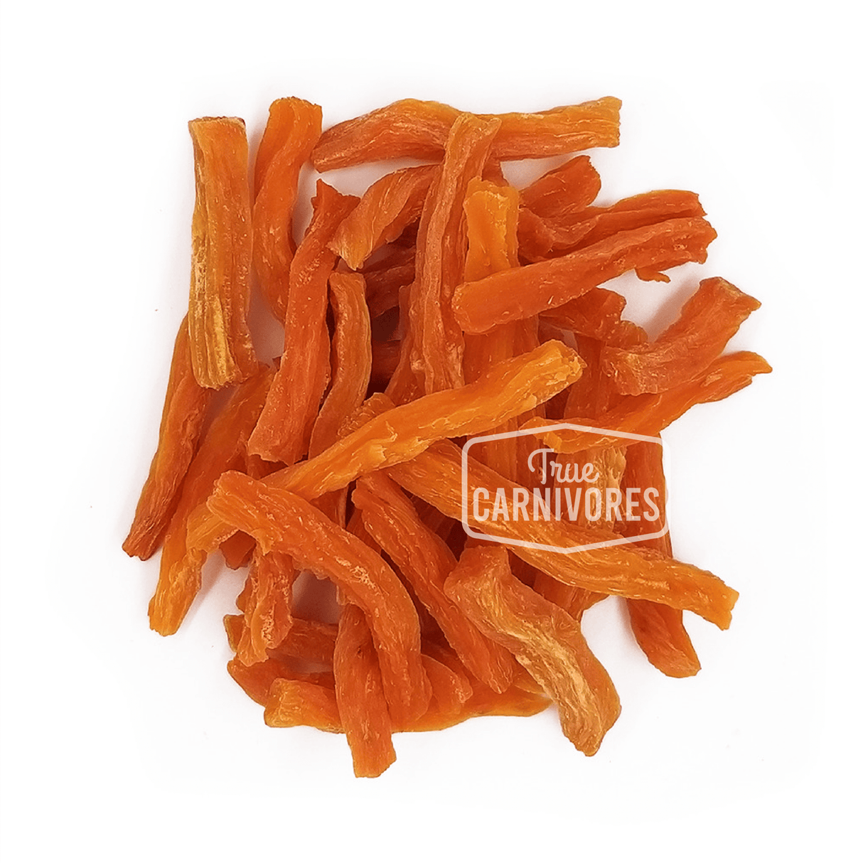 One Ingredient Dehydrated Sweet Potato Fingers, thick-cut and chewy, ideal for pets with allergies, offering a nutritious, single-ingredient treat supporting digestion and immune health.