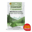 Stand-up pouch of RDBK Everyday Raw Anywhere Wild Backcountry for Dogs, featuring kangaroo, lamb, and herring, with a Frequent Buyer Rewards badge.