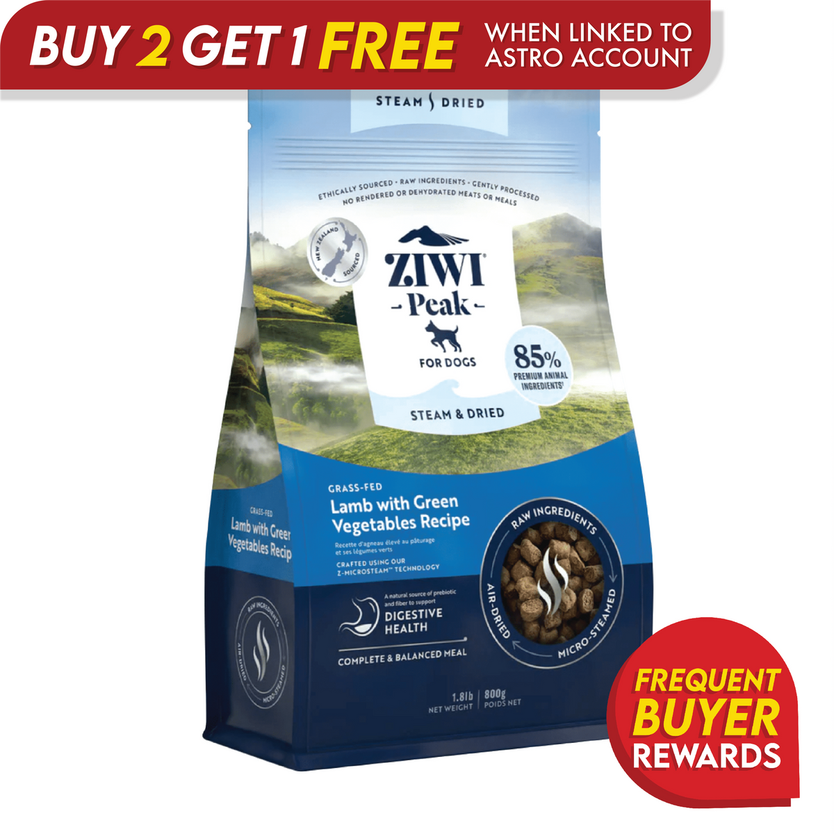 Ziwi Peak Steam Dried Lamb with Green Vegetables