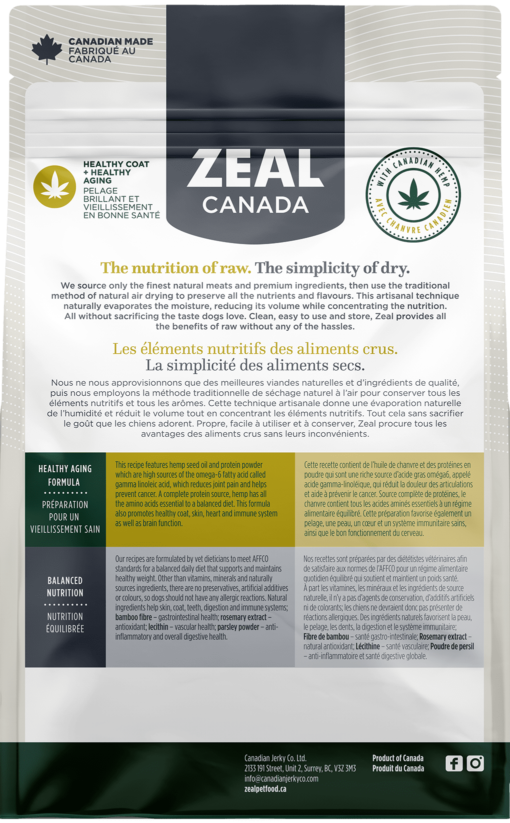 Zeal Air-Dried Beef & Hemp for Dogs